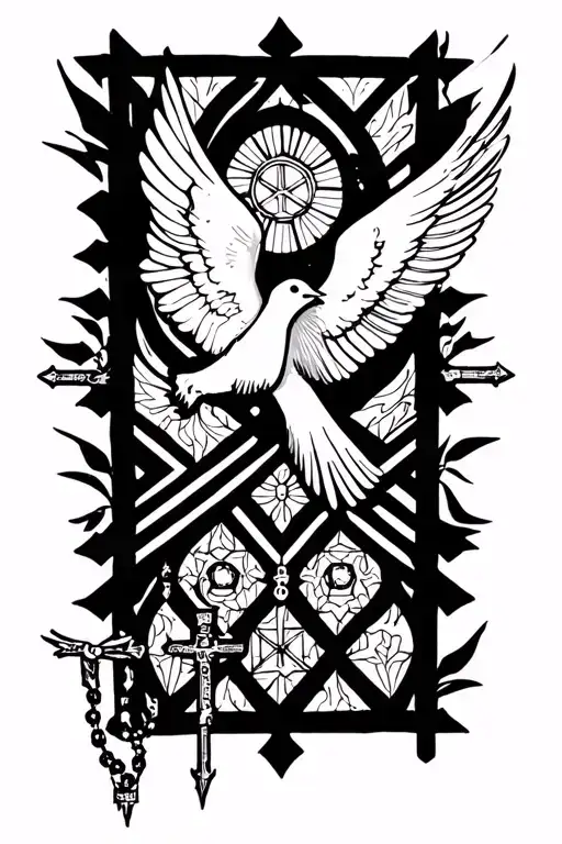 Rosary And Dove Heaven Gates