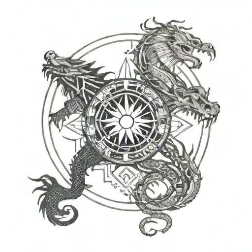 Sun Moon And Dragon Intertwined