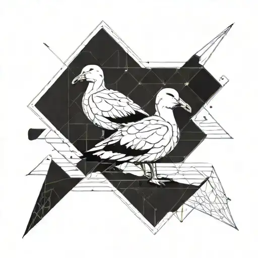 Two Albatross Outlines And Space Surrounded
