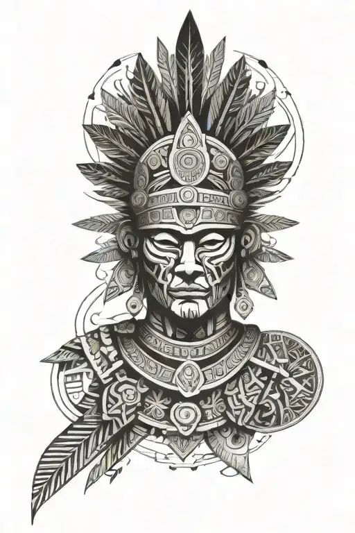 Mayan Aztec Warrior Surrounded