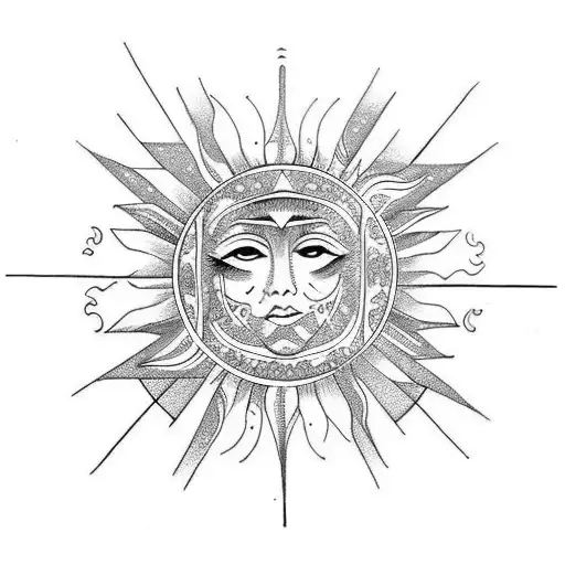 Tarot Inspired Including Sun And Empress Sun Placed On Hip Going Up Back