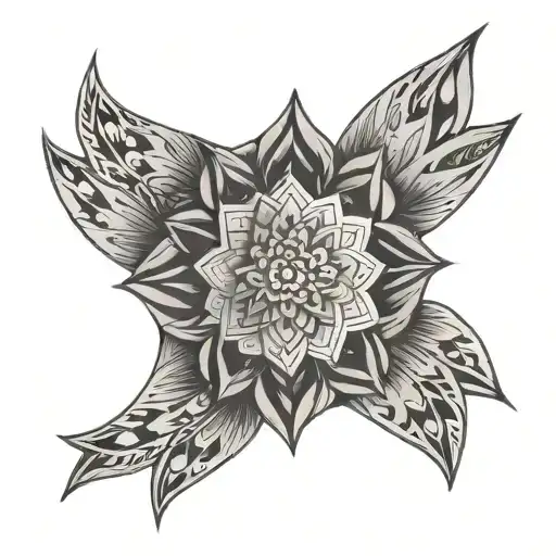 Mandala Behind Ear Black Grey