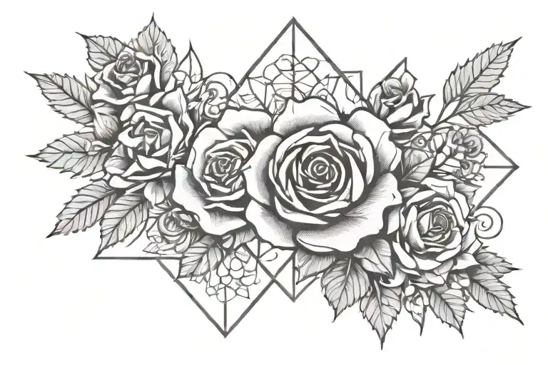 Rose And Flowers Growing Dim Illuminated