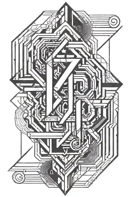 Long Thing Geometric Line Design With The Number 7777 Featured