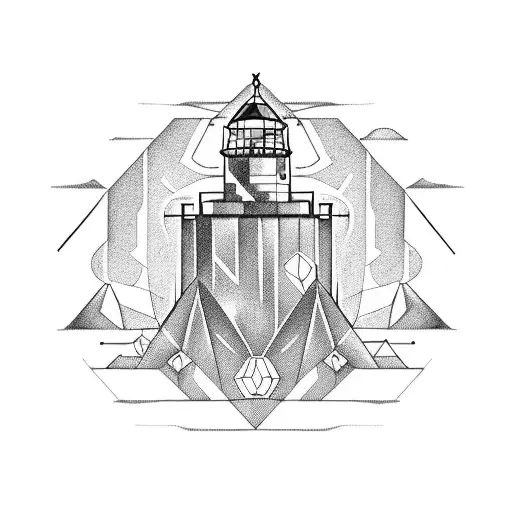 Geometric Lighthouse With Howler Monkey