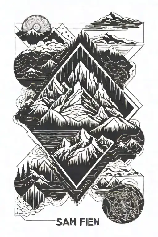 Mountain Peaks With Words 'Sam' 'Fien'