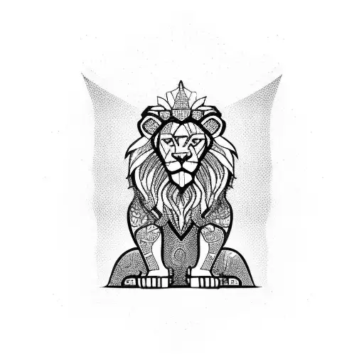 Lion Sitting On A Throne With A Cane