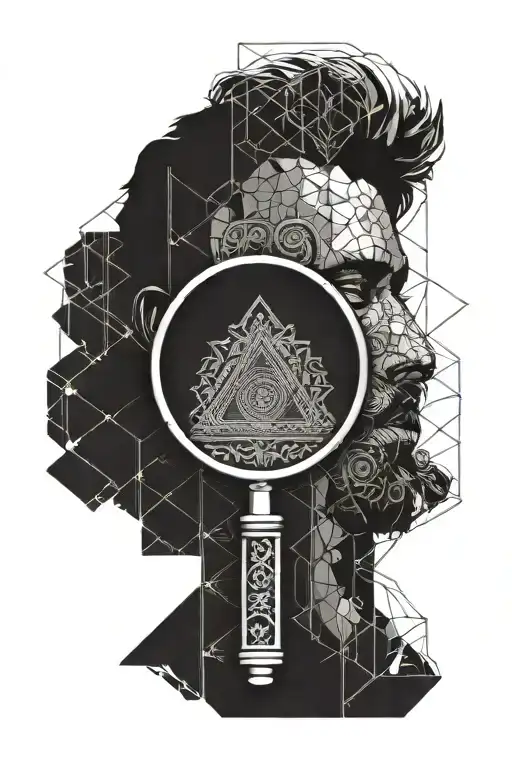 Male Magnifying Glass With Bali Style Background