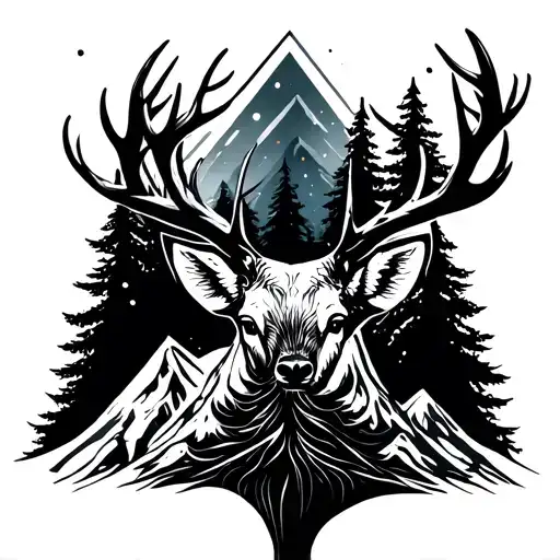 Cerf Forest Mountain Tree Of