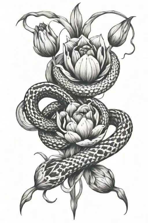 Snake And Tulips Wrap