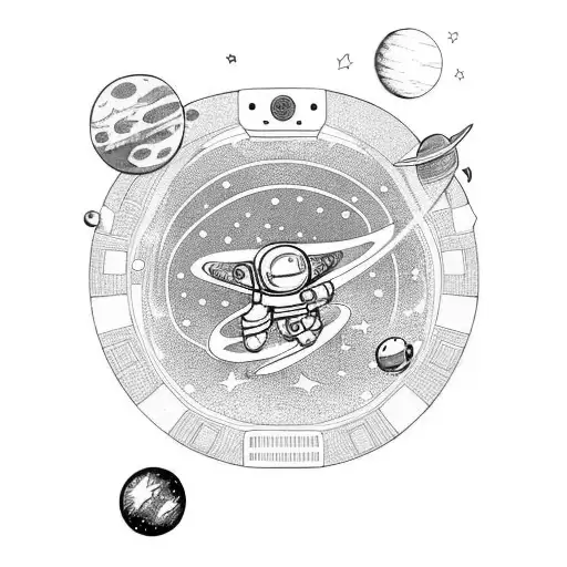 Astronaut Floating In Space With Planets In The Background