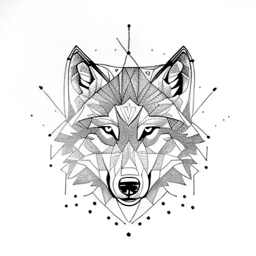 Wolf Geometric Tattoo Arm