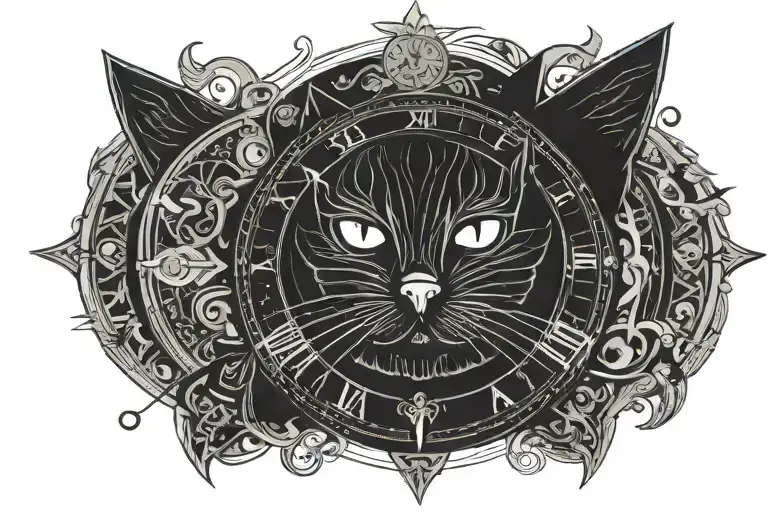 Black Cat Midnight Vintage Clock Celestial