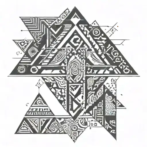 Maori Tattoo Design Based On Triangles With Black Textures On The Shoulder For A Man