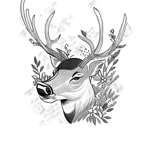 Deer And A Wild Boar In A Forest With Flowers