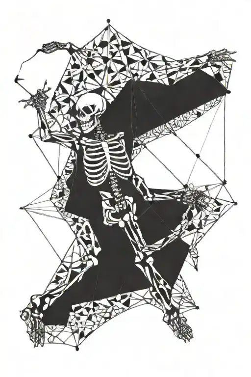 Skeleton Holding A Kite Flying