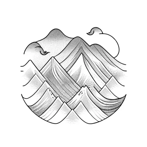 Ocean Wave With Mountains That Looks Like Wood Grain