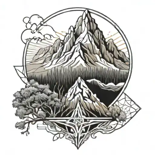 Mountain Peak And Yggdrasil