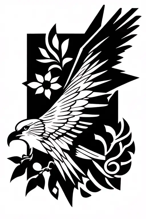 Ojibwe Style Tattoo Design Incorporating Elements Of Nature And An Eagle