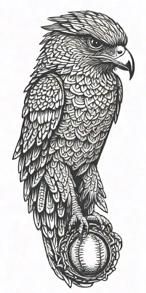 Falcon Wearing A Crown Holding A Giant Baseball