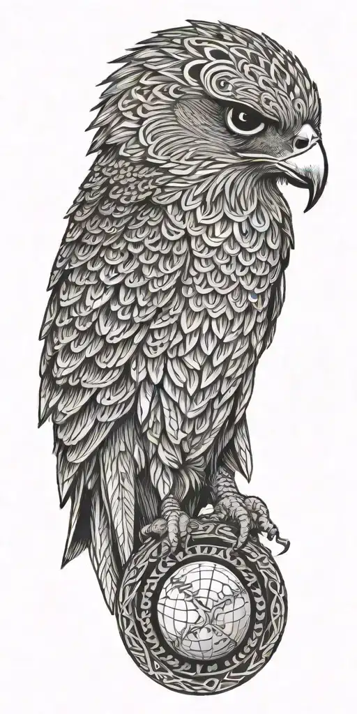 Falcon Wearing A Crown Holding A Giant Baseball With A Scroll Wrapping Around