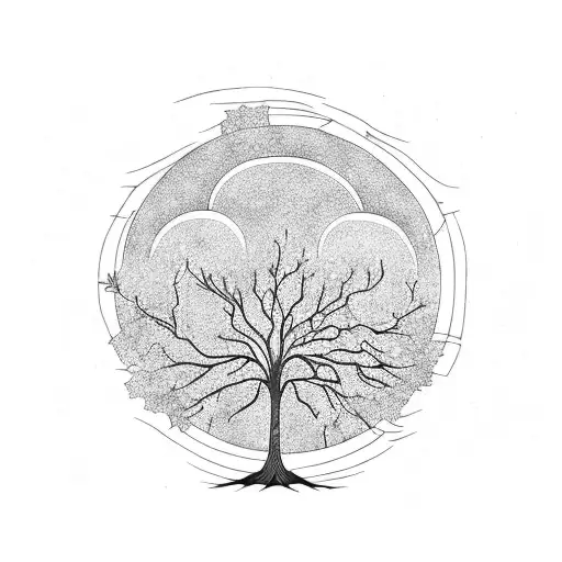 Tree Of Life With Moon And Color