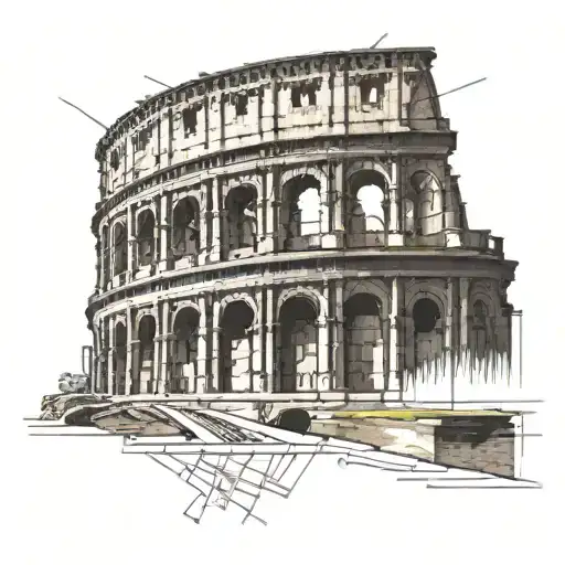 Fine Line Colosseum Roman Empire Right Pec