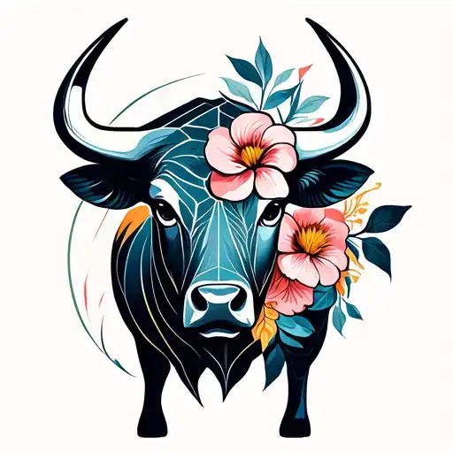 Bull Sign With Flowers