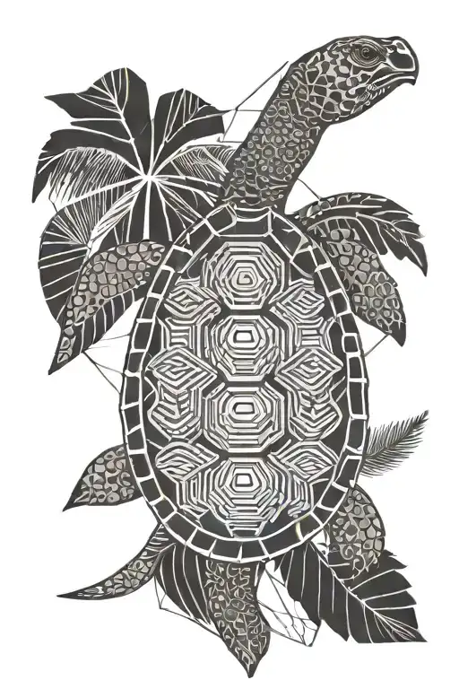 Turtle And Palm Tree