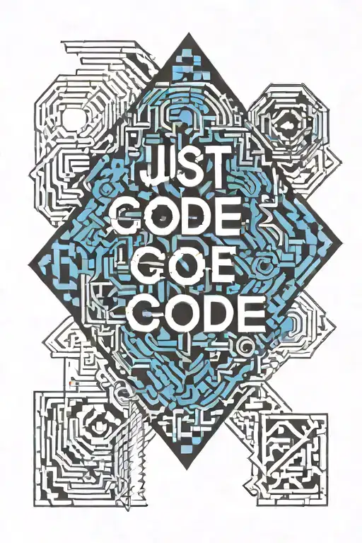 The Text 'Just Code' In Black And Blue With Ciber Style