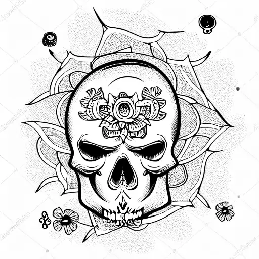 Skull With Flowers In Eyeballs