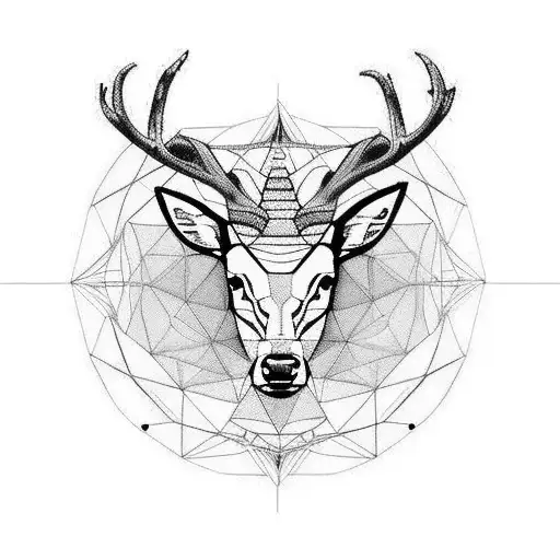 Womens Large Stag That Is Half 3D And Half Geometic Styles