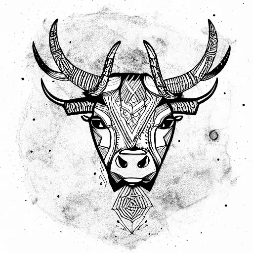 Bull With Angry Eyes And Big Horns