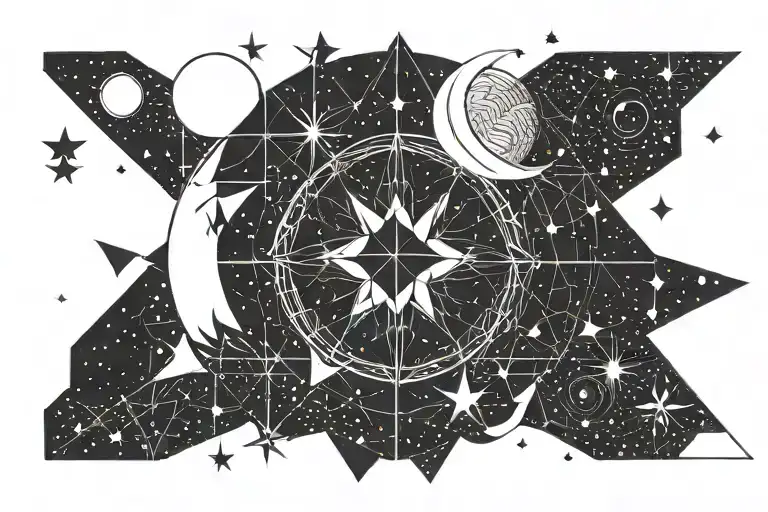 Moon Surrounded By Stars