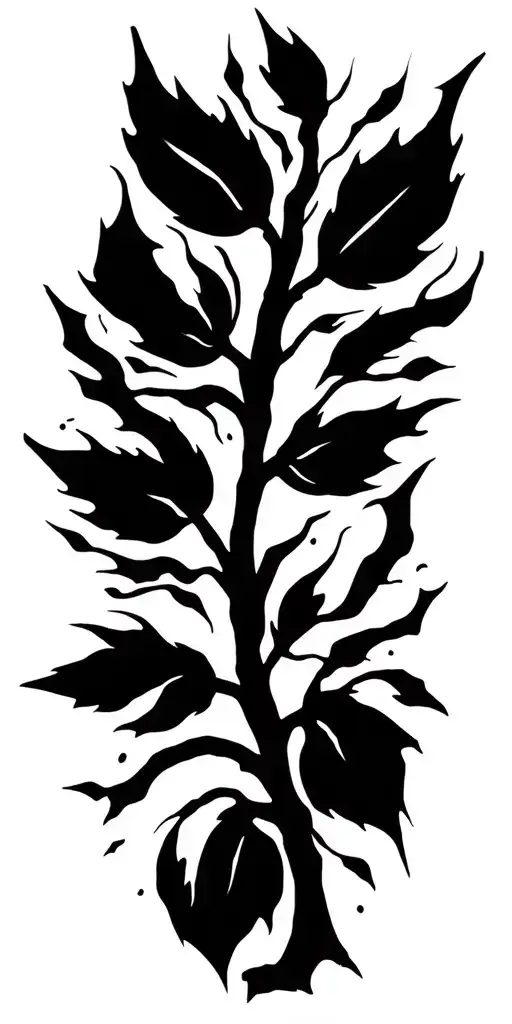 Tree Branch With 3 Leaves Sunrise