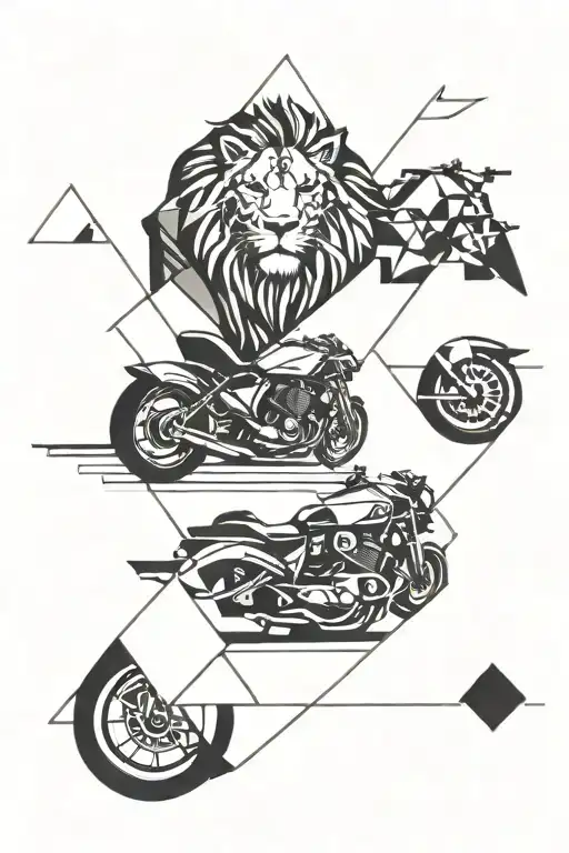 Motorcycle And Lion