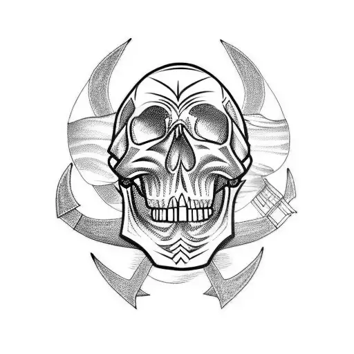 Skull With Anchors