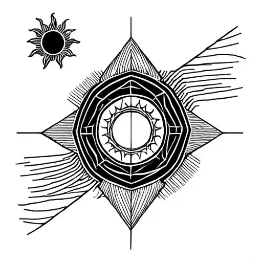 Fine Line On My Left Forearm With A Sun And Hexagonal Lines