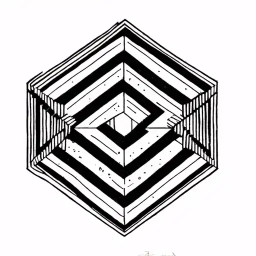 Fine Line On My Left Forearm With Hexagonal Lines