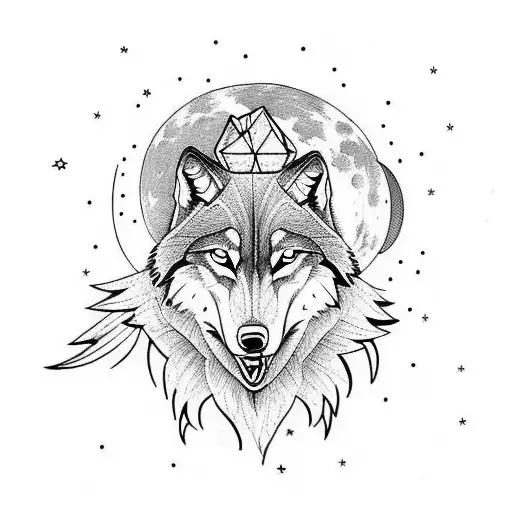 Wolf With Moon Apocalyptic
