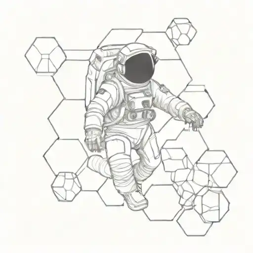 Geometric Design With An Astronaut Floating Away