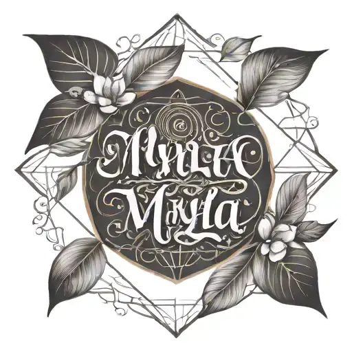 Name Tattoo Myla-grace With Baby Feet Or Hands Holding