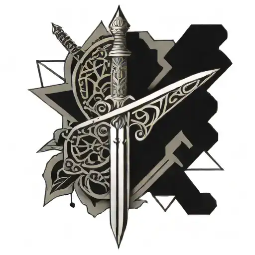 Sword With Half A Heart And Half A Brain On The Sides