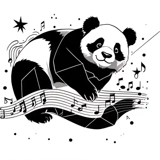 Fusion Of A Panda With Musical Notes And A Shooting Star