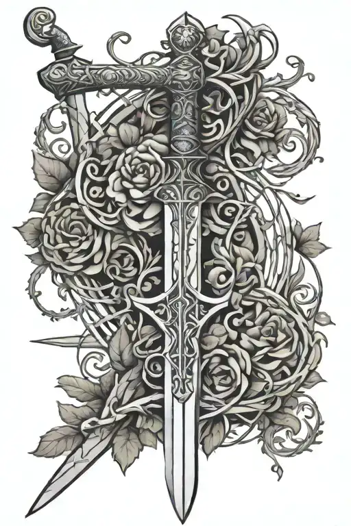 Thin Sword With Vines Wrapped