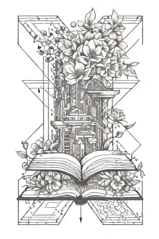 City Metro Lines And Book And Flowers