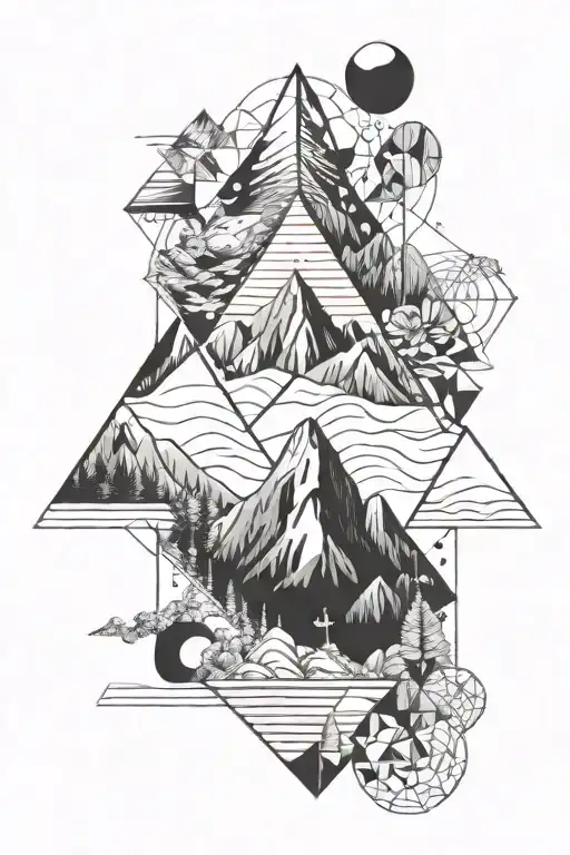 Geometric Shapes Surrounding A Mountain For Forearm