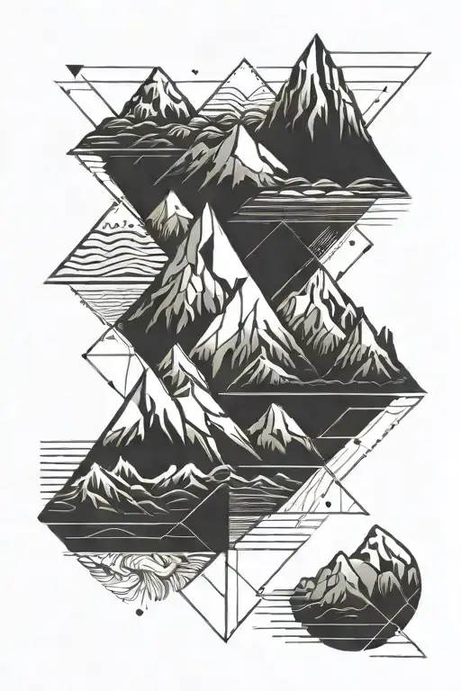 Geometric Shapes And Straight Lines Surrounding A Mountain For Forearm