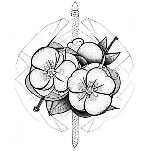 Samurai Sword Cherry Blossooms