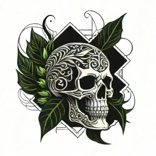Laurel Wreath Skull Inside